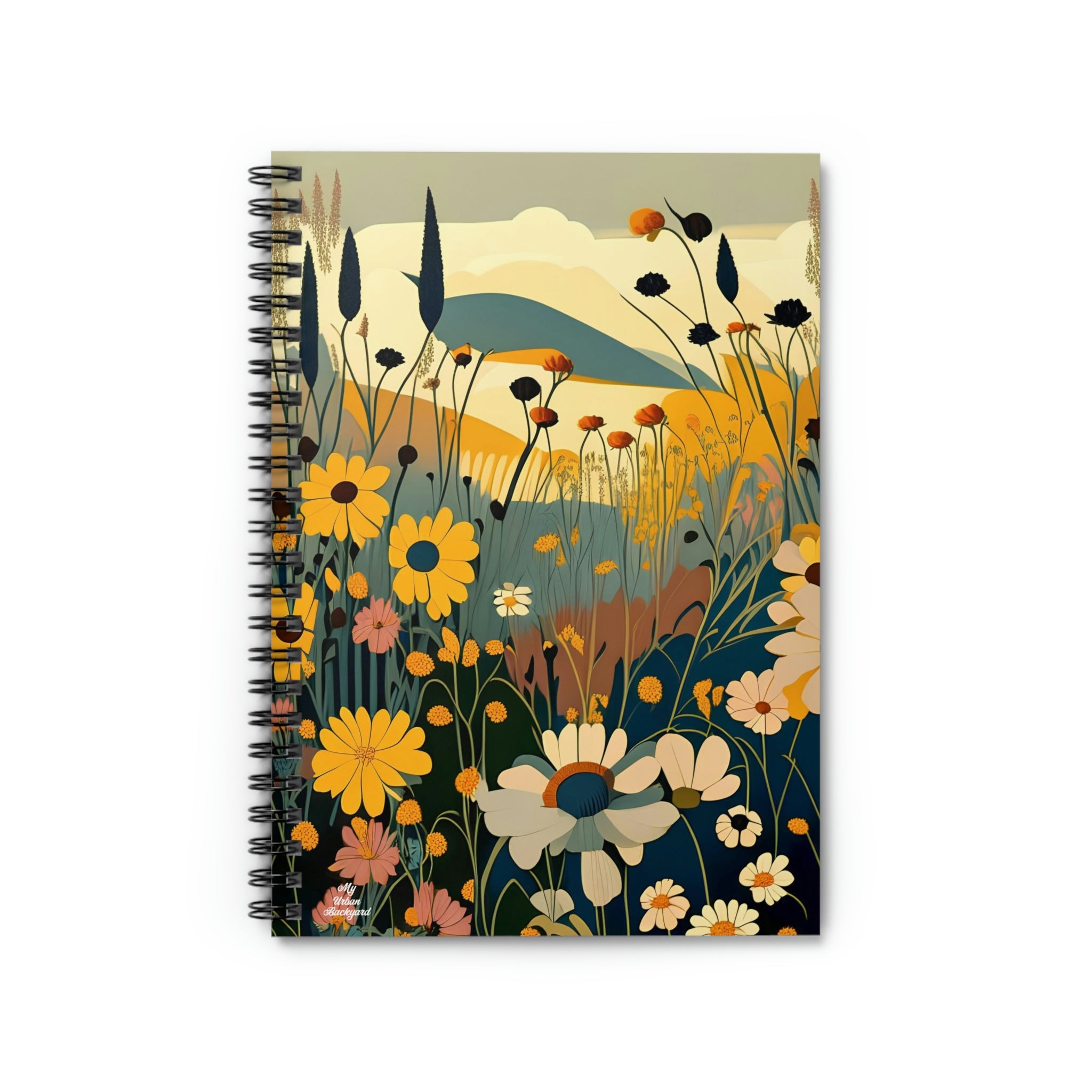 Spiral Notebook Writing Journal with 118 ruled line pages - Mountainside Wildflowers
