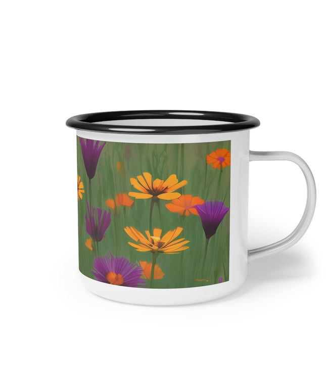 Wildflowers, Enamel Camping Mug for Coffee, Tea, Cocoa, or Cereal - 12oz