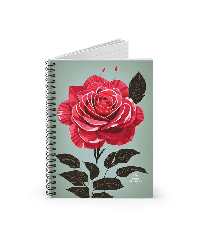 Red Rose Flower, Spiral Notebook Journal - Write in Style
