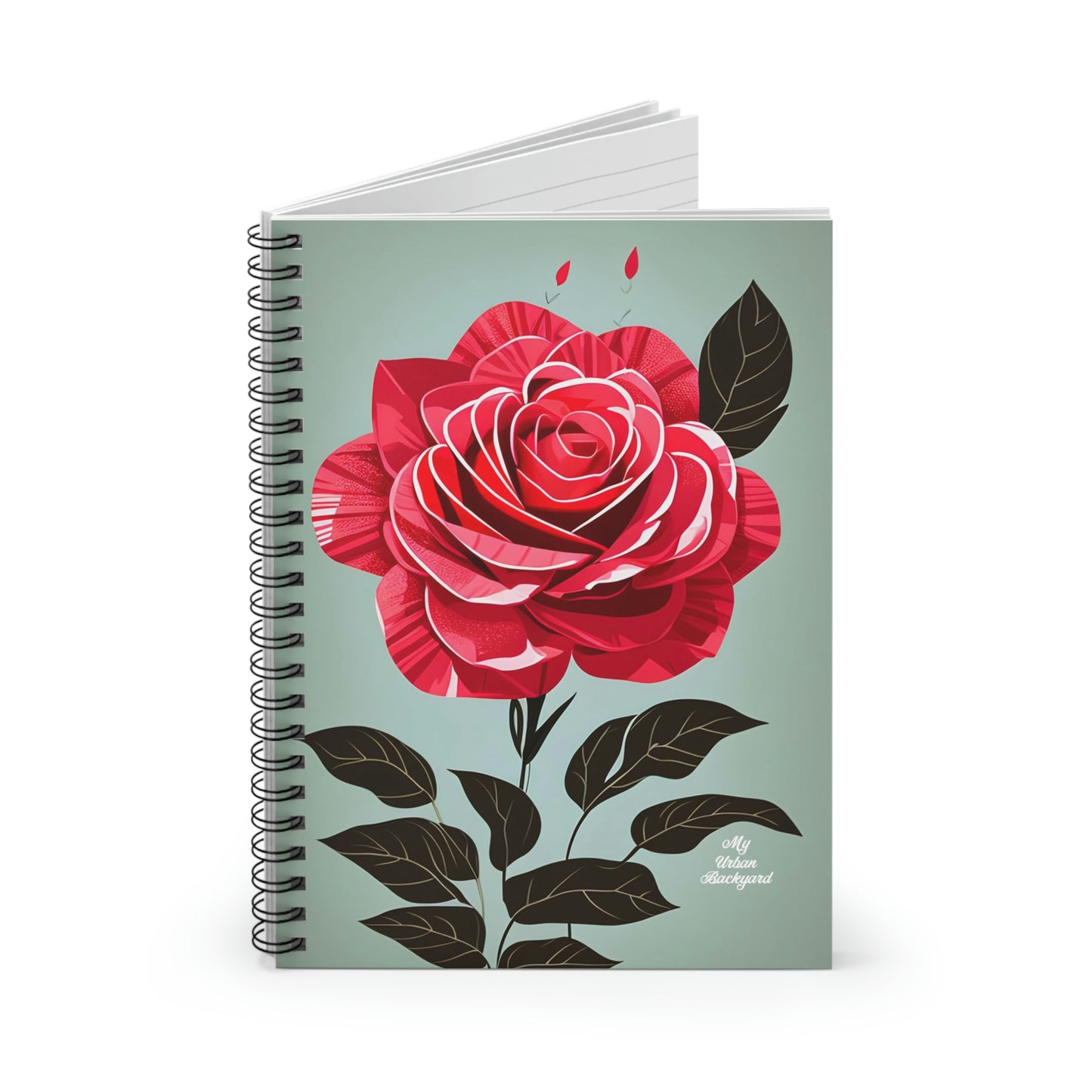 Red Rose Flower, Spiral Notebook Journal - Write in Style
