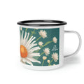 White Flowers, Enamel Camping Mug