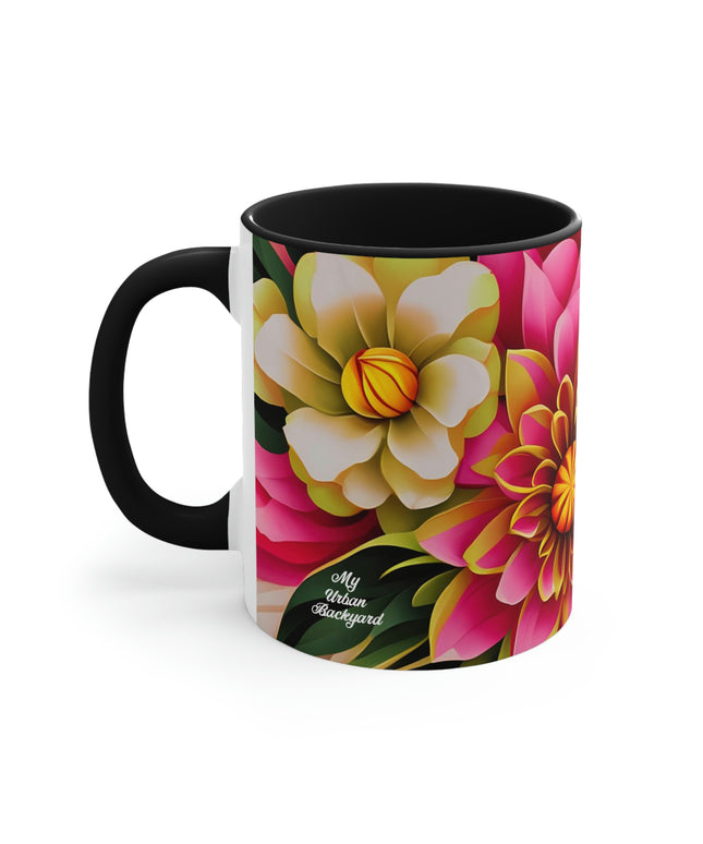 Vibrant Flowers, Ceramic Mug - Perfect for Coffee, Tea, and More!