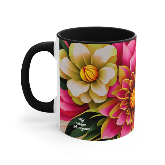 Vibrant Flowers, Ceramic Mug - Perfect for Coffee, Tea, and More!