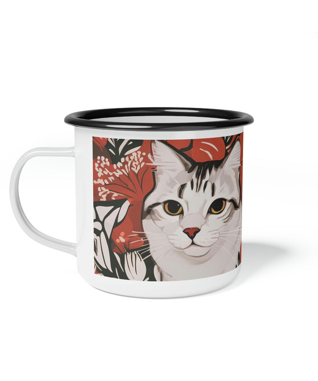 Tess & Jess Clawfield, Cat Enamel Camping Mug for Coffee, Tea, Cocoa, or Cereal - 12oz