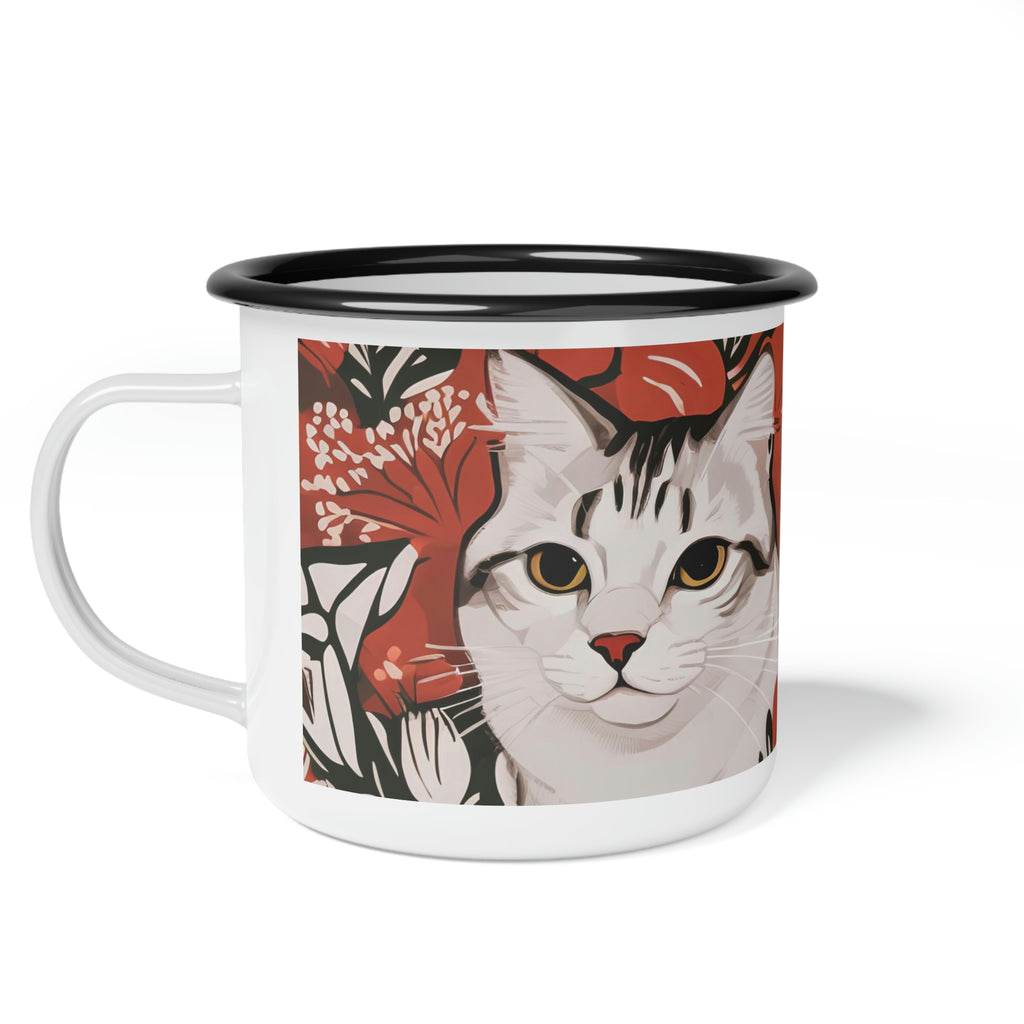 Tess & Jess Clawfield, Cat Enamel Camping Mug for Coffee, Tea, Cocoa, or Cereal - 12oz