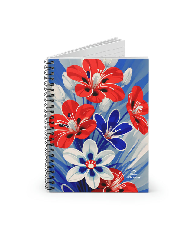 Red White and Blue Flowers, Spiral Notebook Journal - Write in Style