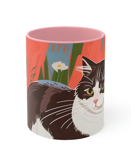Cat with Wildflowers, Ceramic Mug - Perfect for Coffee, Tea, and More!