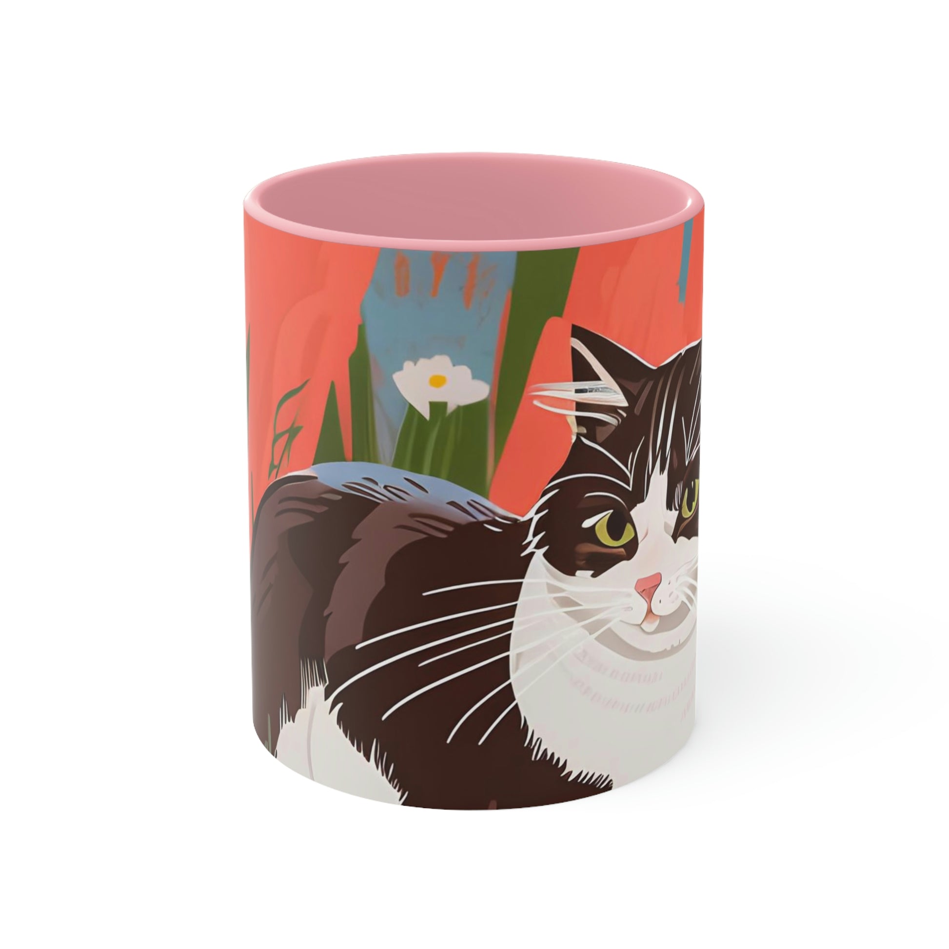 Cat with Wildflowers, Ceramic Mug - Perfect for Coffee, Tea, and More!