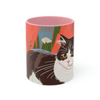 Cat with Wildflowers, Ceramic Coffee Mug
