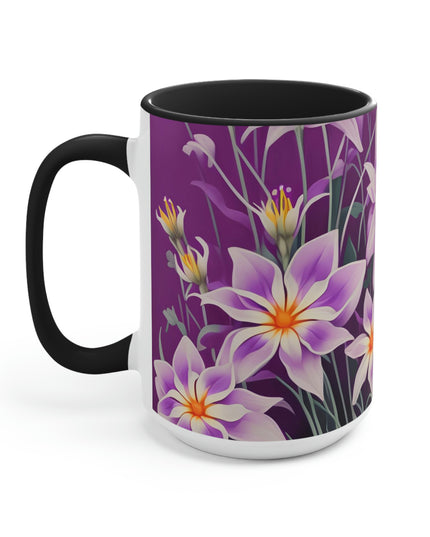 Purple Flowers, Ceramic Mug - Perfect for Coffee, Tea, and More!