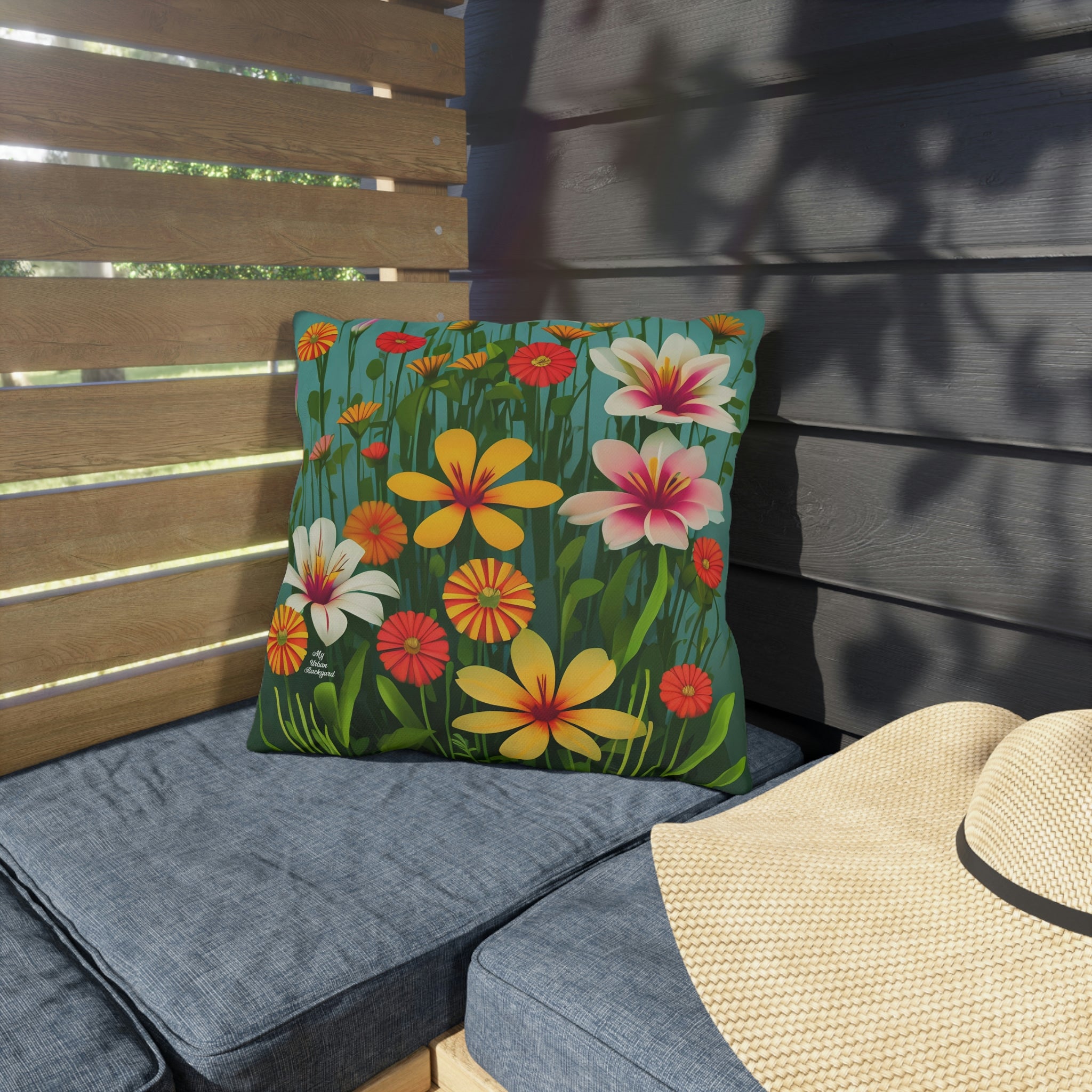 Throw Pillow for Indoor or Outdoor Use. Home or Office Decor - Wildflowers