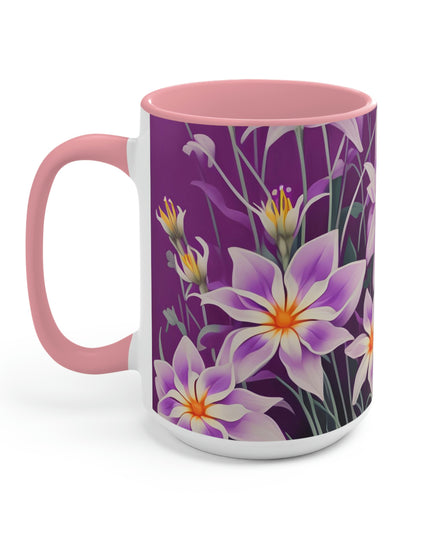 Purple Flowers, Ceramic Mug - Perfect for Coffee, Tea, and More!