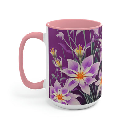 Purple Flowers, Ceramic Mug - Perfect for Coffee, Tea, and More!
