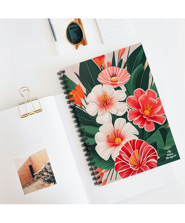 White and Red Flowers, Spiral Notebook Journal - Write in Style