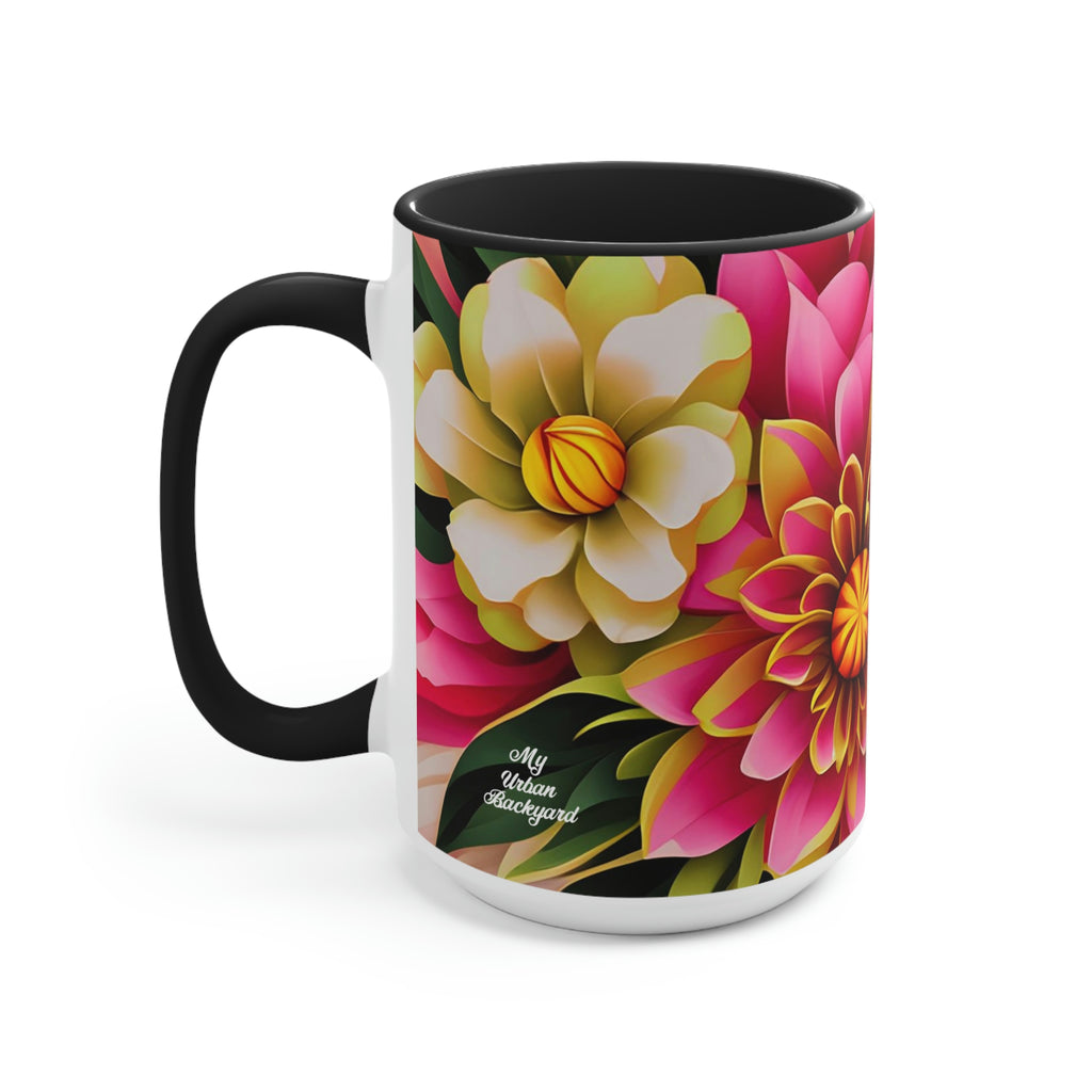Vibrant Flowers, Ceramic Mug - Perfect for Coffee, Tea, and More!