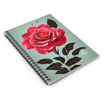 Red Rose Flower, Spiral Notebook Journal - Write in Style