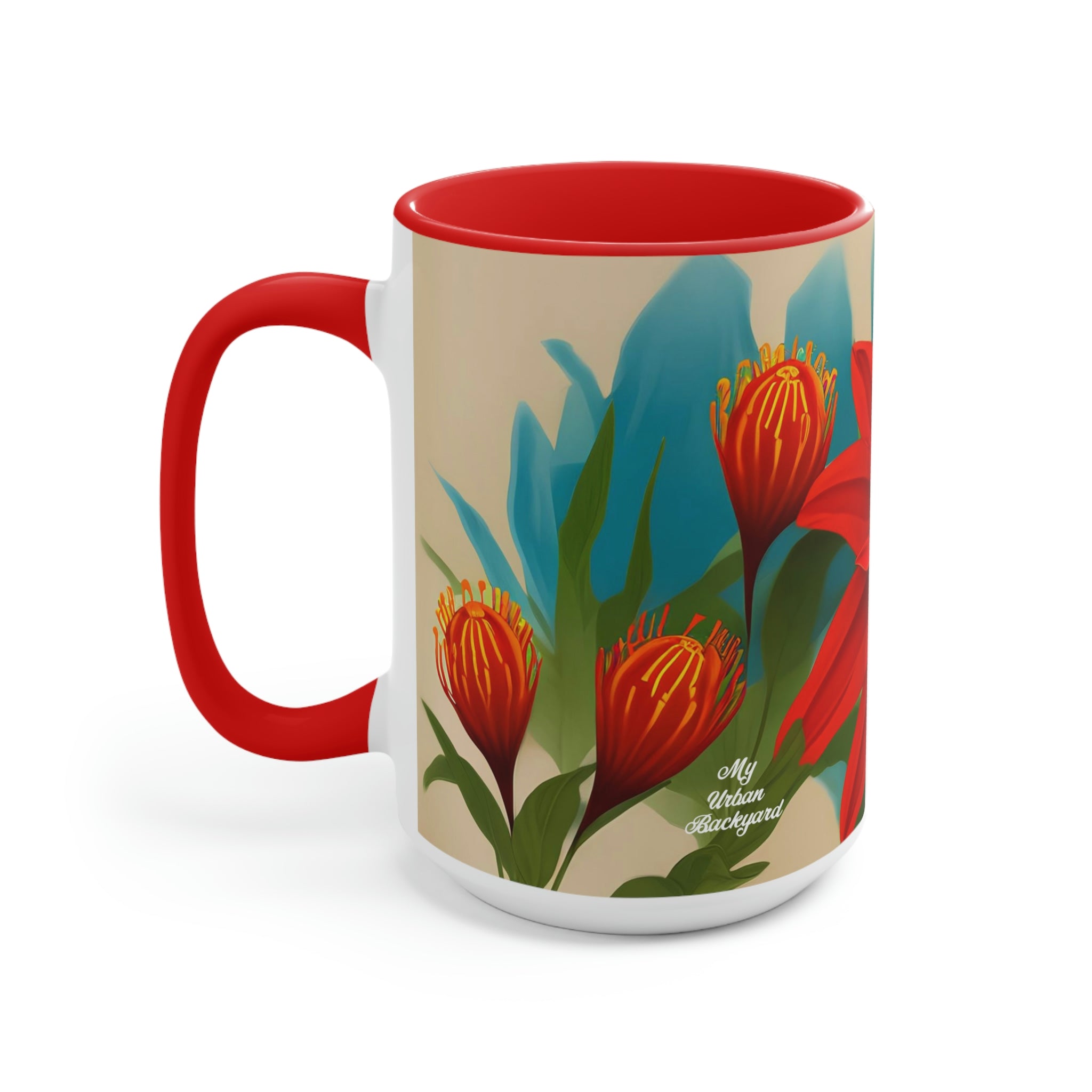 Red Flower, Ceramic Coffee Mug