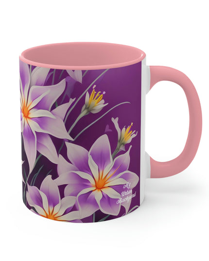 Purple Flowers, Ceramic Mug - Perfect for Coffee, Tea, and More!