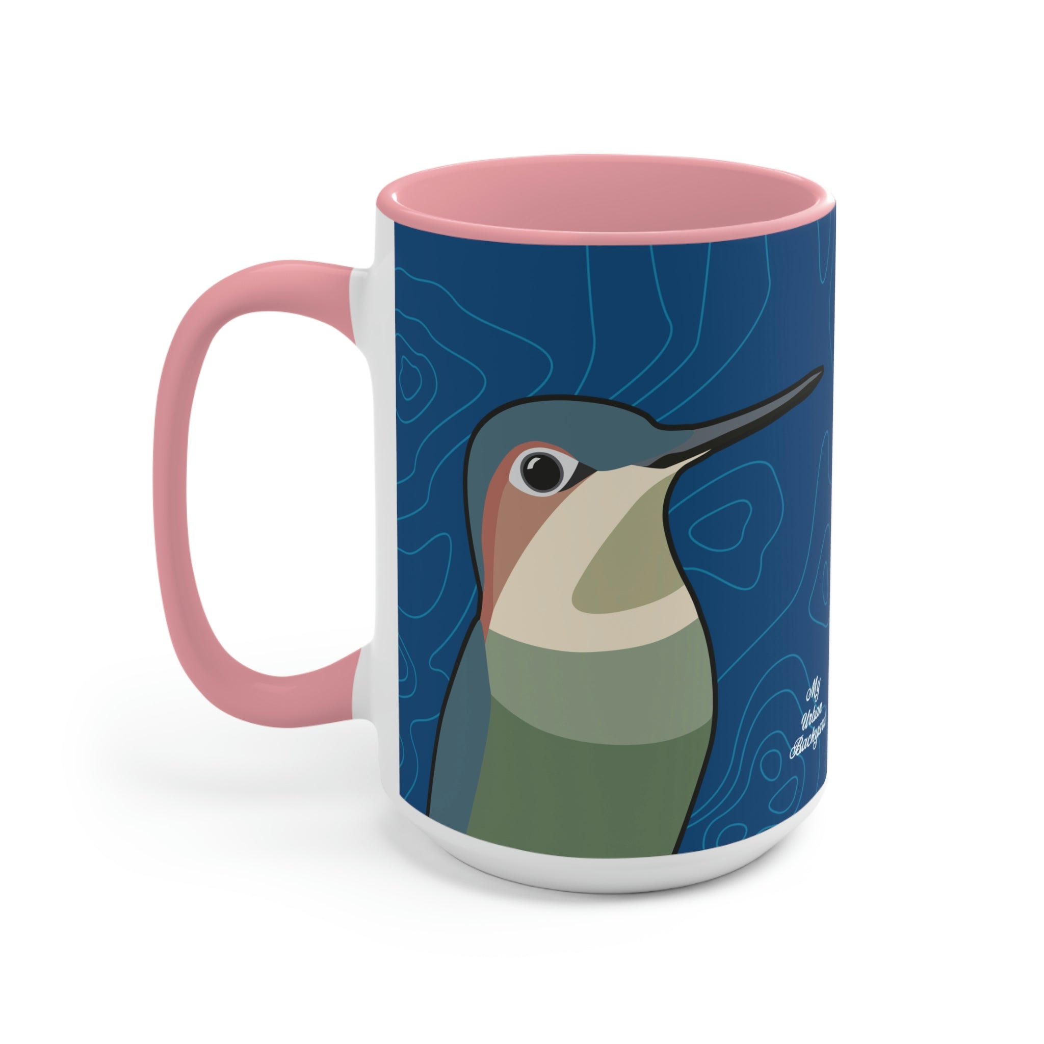 Hummingbirds on Classic Blue, Ceramic Coffee Mug