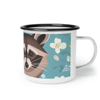 Raccoon with Flowers, Enamel Camping Mug