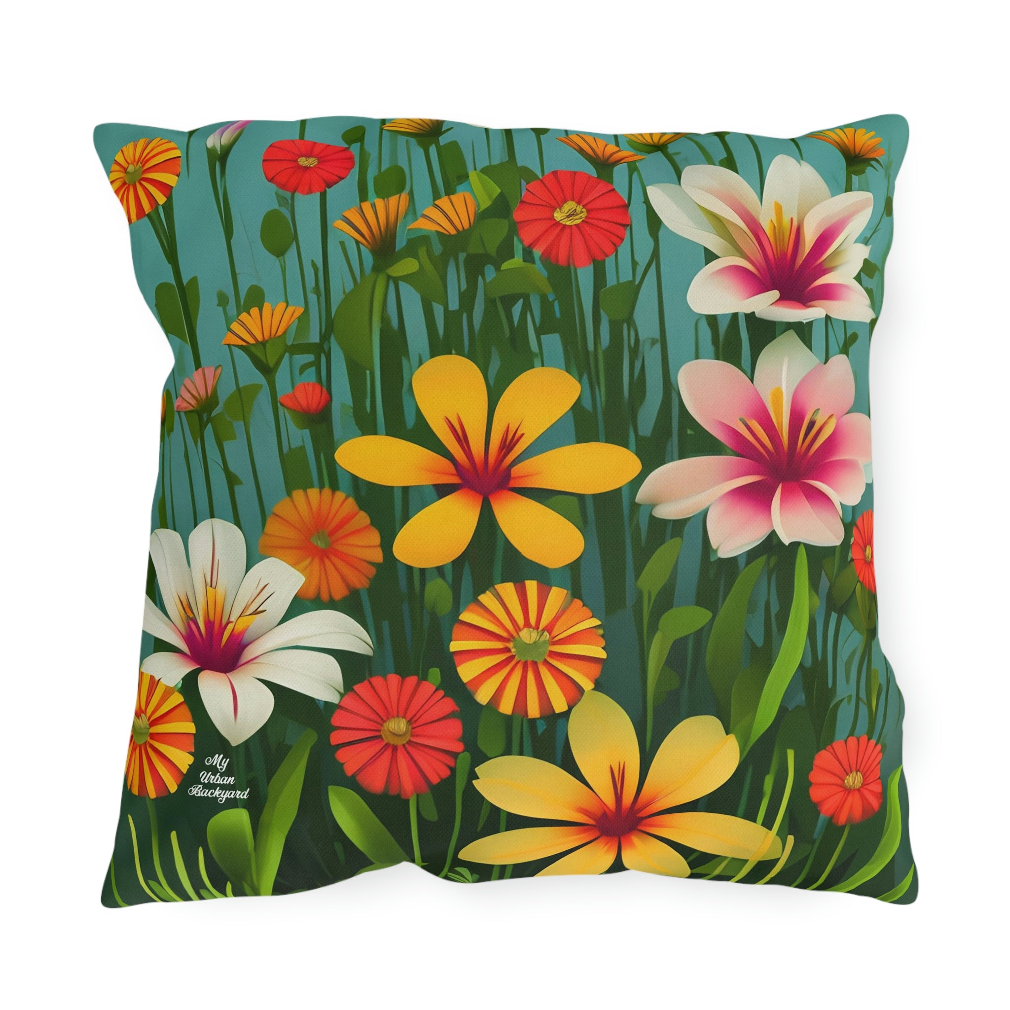 Throw Pillow for Indoor or Outdoor Use. Home or Office Decor - Wildflowers