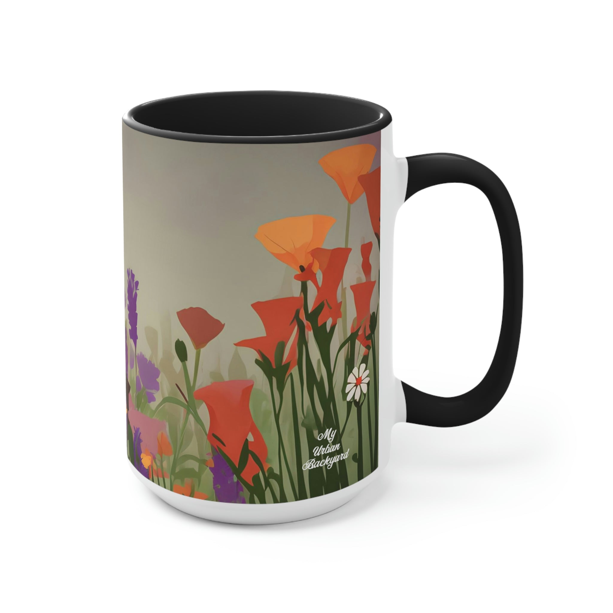 Cat with Wildflowers, Ceramic Coffee Mug