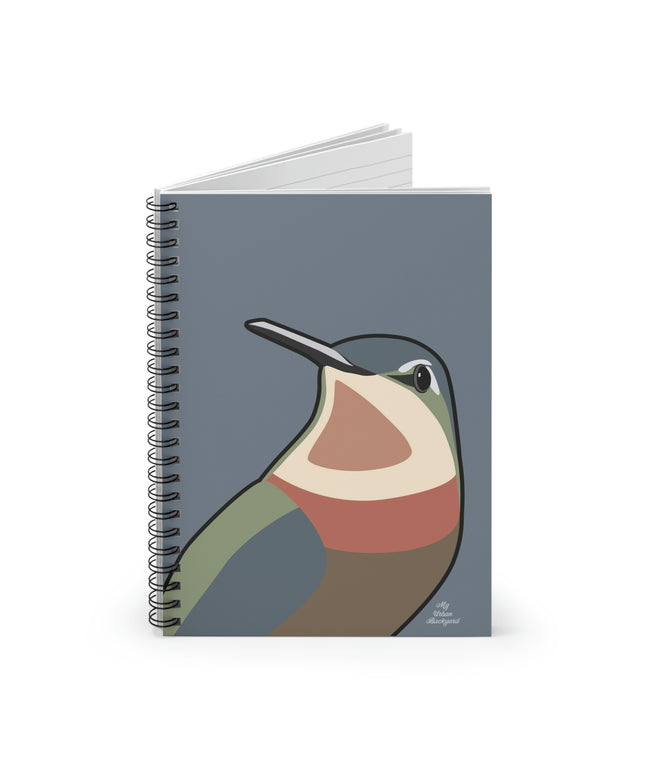 Hummingbird on Slate Gray, Spiral Notebook Journal - Write in Style
