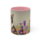 Cat with Wildflowers, Ceramic Coffee Mug