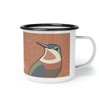 Hummingbirds on Terra Cotta, Enamel Camping Mug