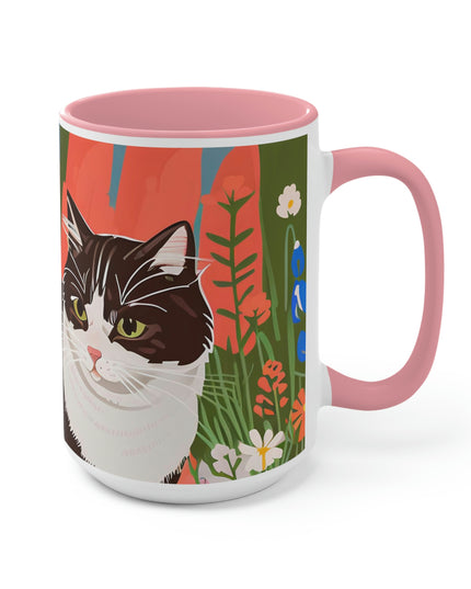 Cat with Wildflowers, Ceramic Mug - Perfect for Coffee, Tea, and More!