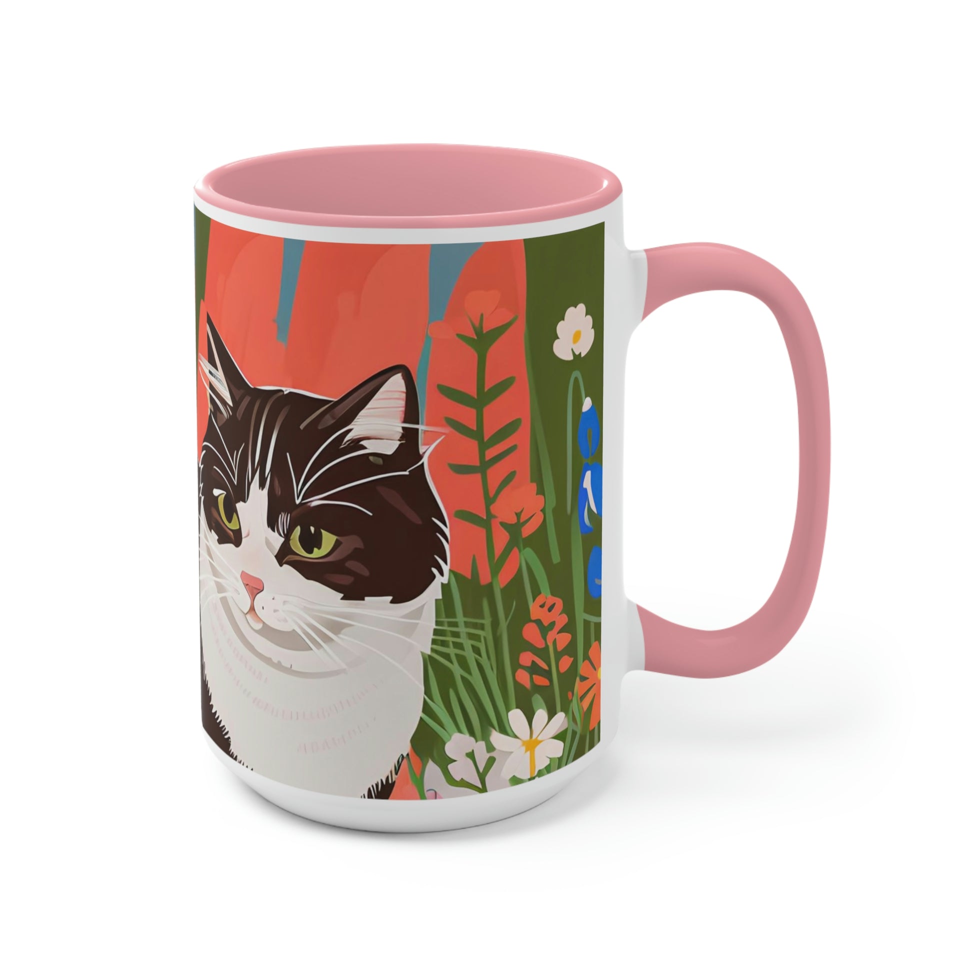 Cat with Wildflowers, Ceramic Mug - Perfect for Coffee, Tea, and More!