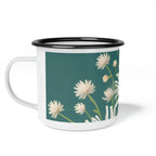 White Flowers, Enamel Camping Mug