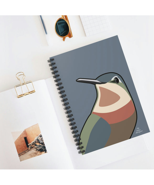 Hummingbird on Slate Gray, Spiral Notebook Journal - Write in Style