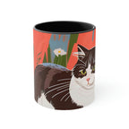 Cat with Wildflowers, Ceramic Coffee Mug