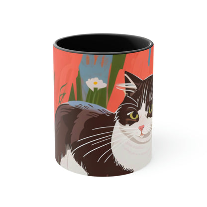 Cat with Wildflowers, Ceramic Mug - Perfect for Coffee, Tea, and More!