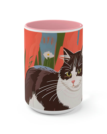 Cat with Wildflowers, Ceramic Mug - Perfect for Coffee, Tea, and More!