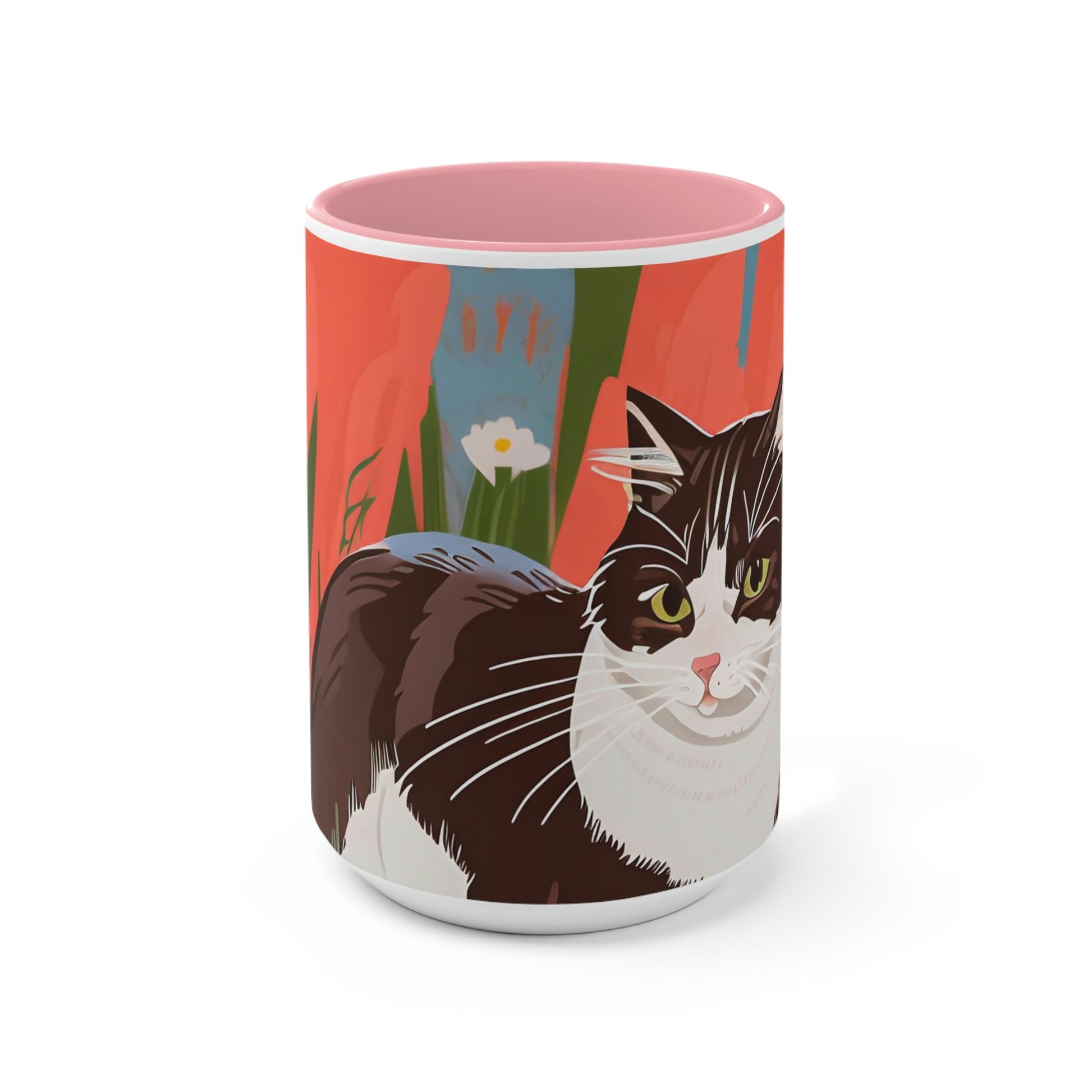 Cat with Wildflowers, Ceramic Mug - Perfect for Coffee, Tea, and More!