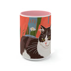 Cat with Wildflowers, Ceramic Coffee Mug