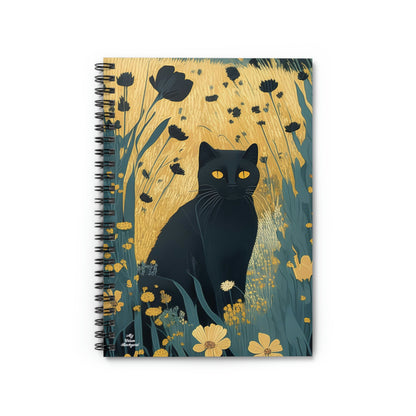 Black Cat with Black Flowers, Spiral Notebook Journal - Write in Style