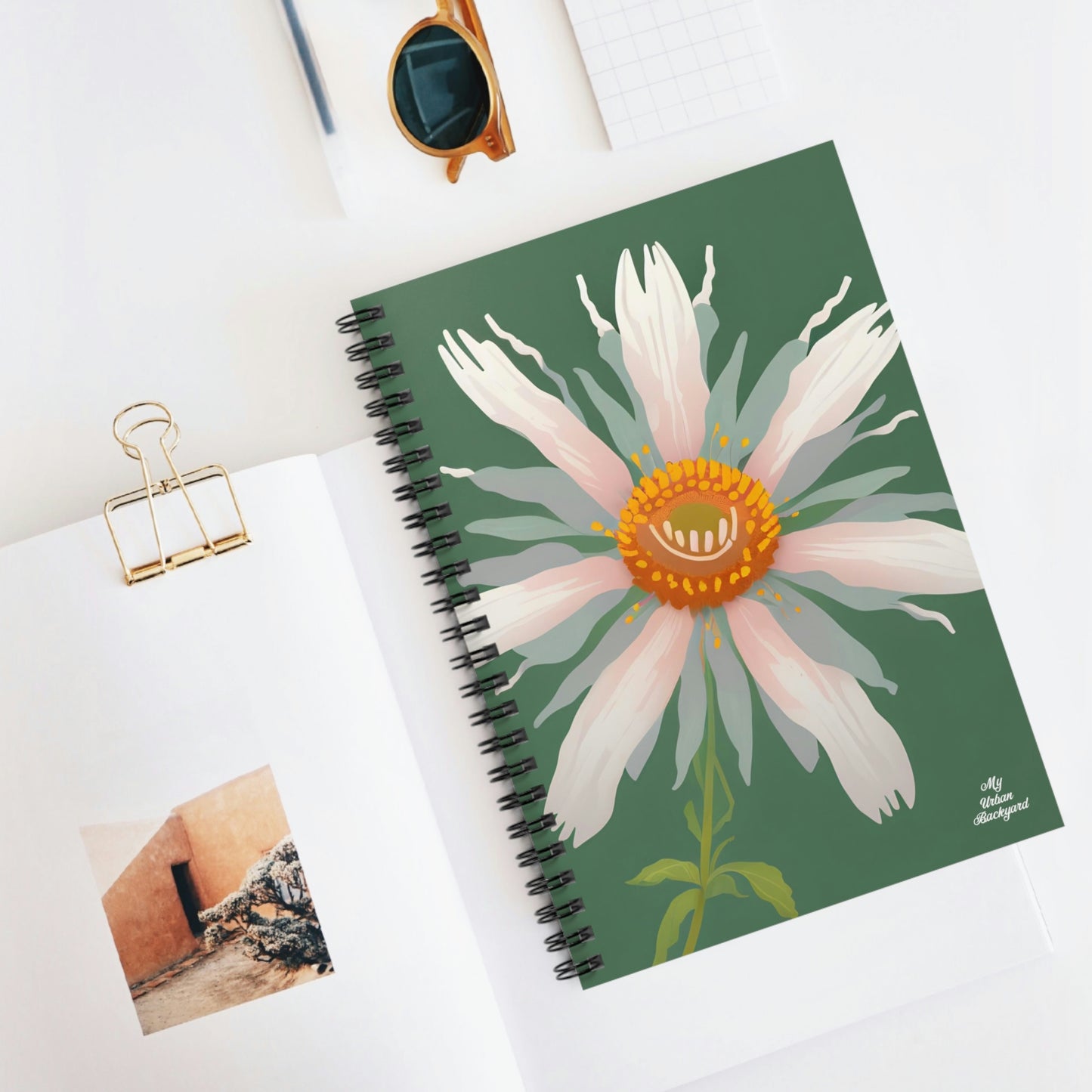 Large White Flower, Spiral Notebook Journal - Write in Style