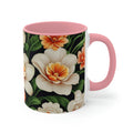 White Flowers, Ceramic Coffee Mug