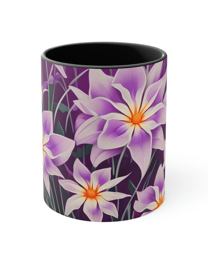 Purple Flowers, Ceramic Mug - Perfect for Coffee, Tea, and More!