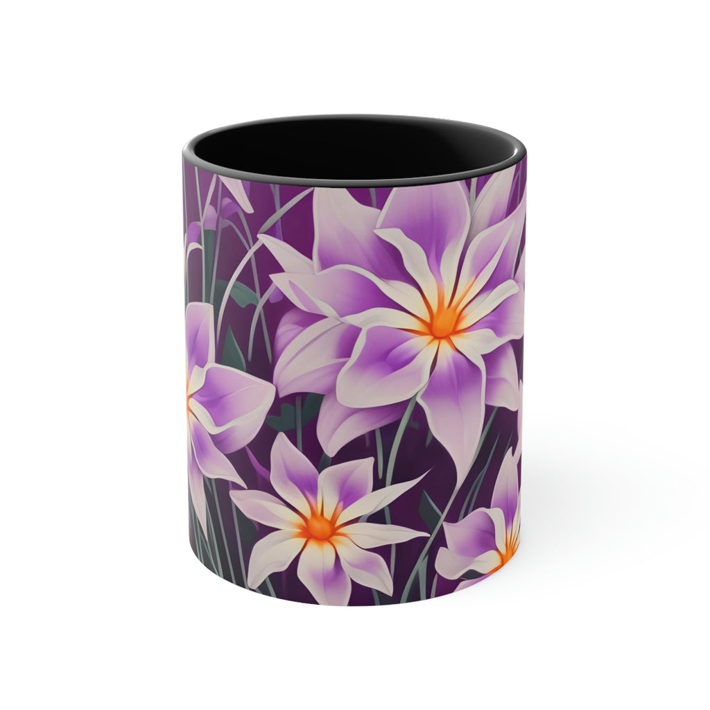 Purple Flowers, Ceramic Mug - Perfect for Coffee, Tea, and More!