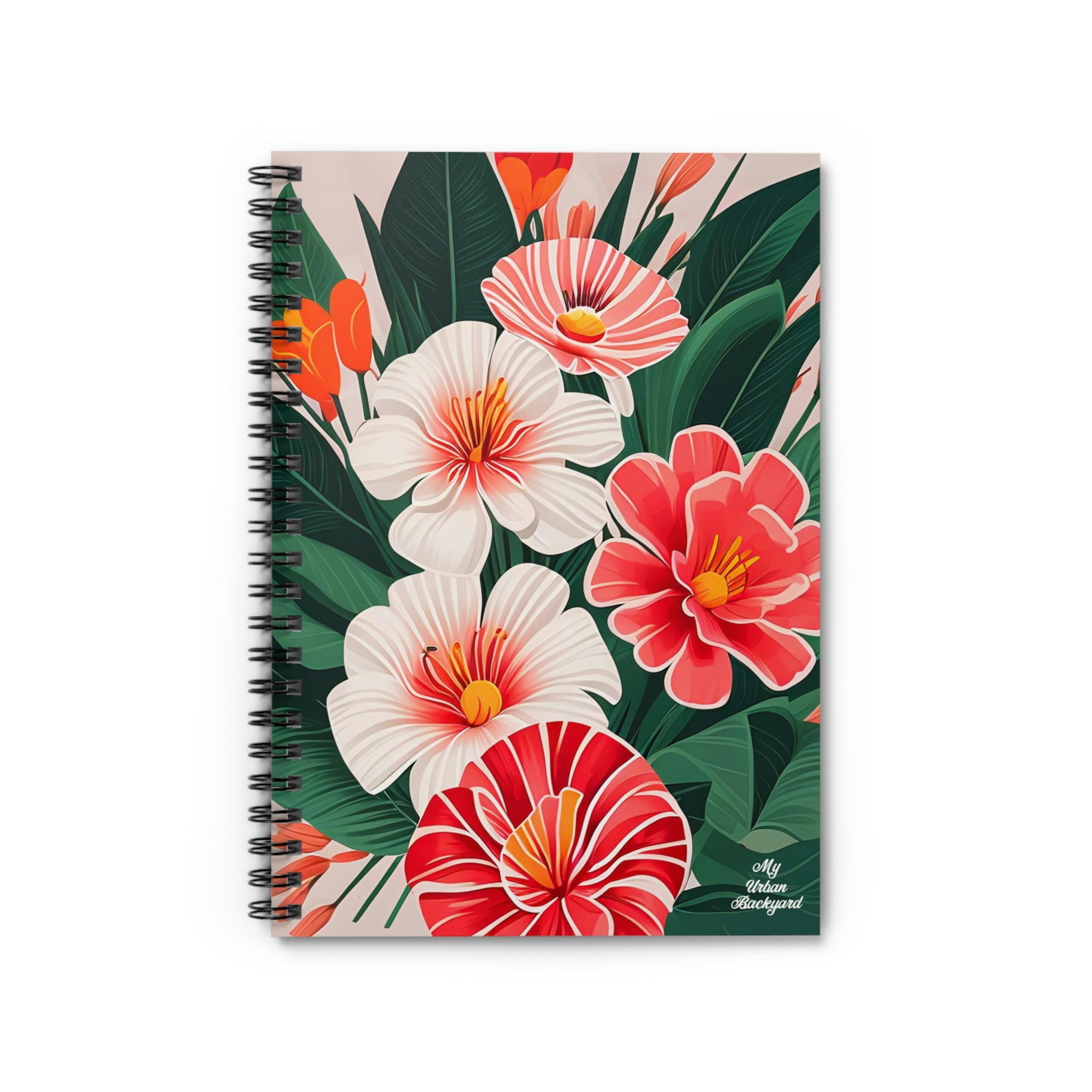 White and Red Flowers, Spiral Notebook Journal - Write in Style