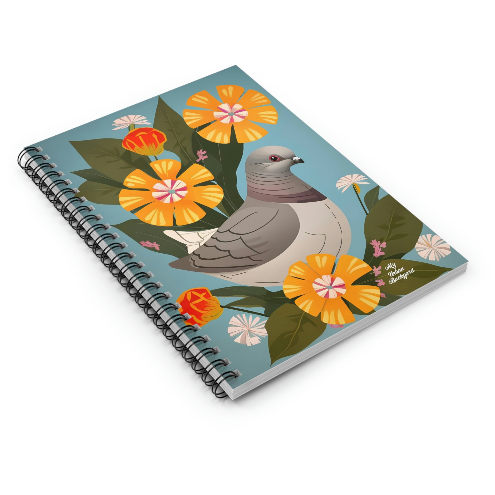Pigeon and Yellow Flowers, Spiral Notebook Journal - Write in Style