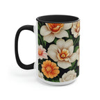 White Flowers, Ceramic Coffee Mug