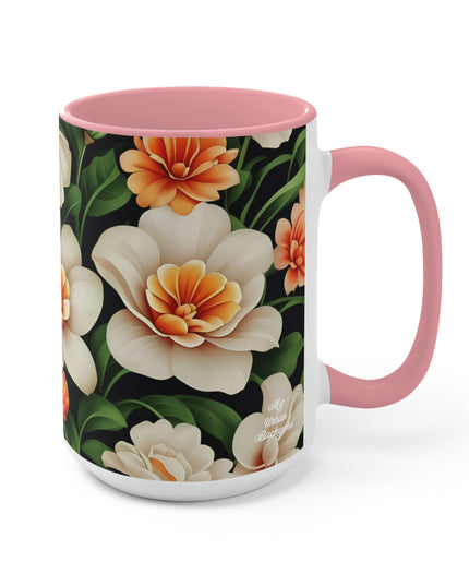 White Flowers, Ceramic Mug - Perfect for Coffee, Tea, and More!