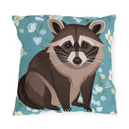 Young Raccoon and Flowers, Throw Pillow