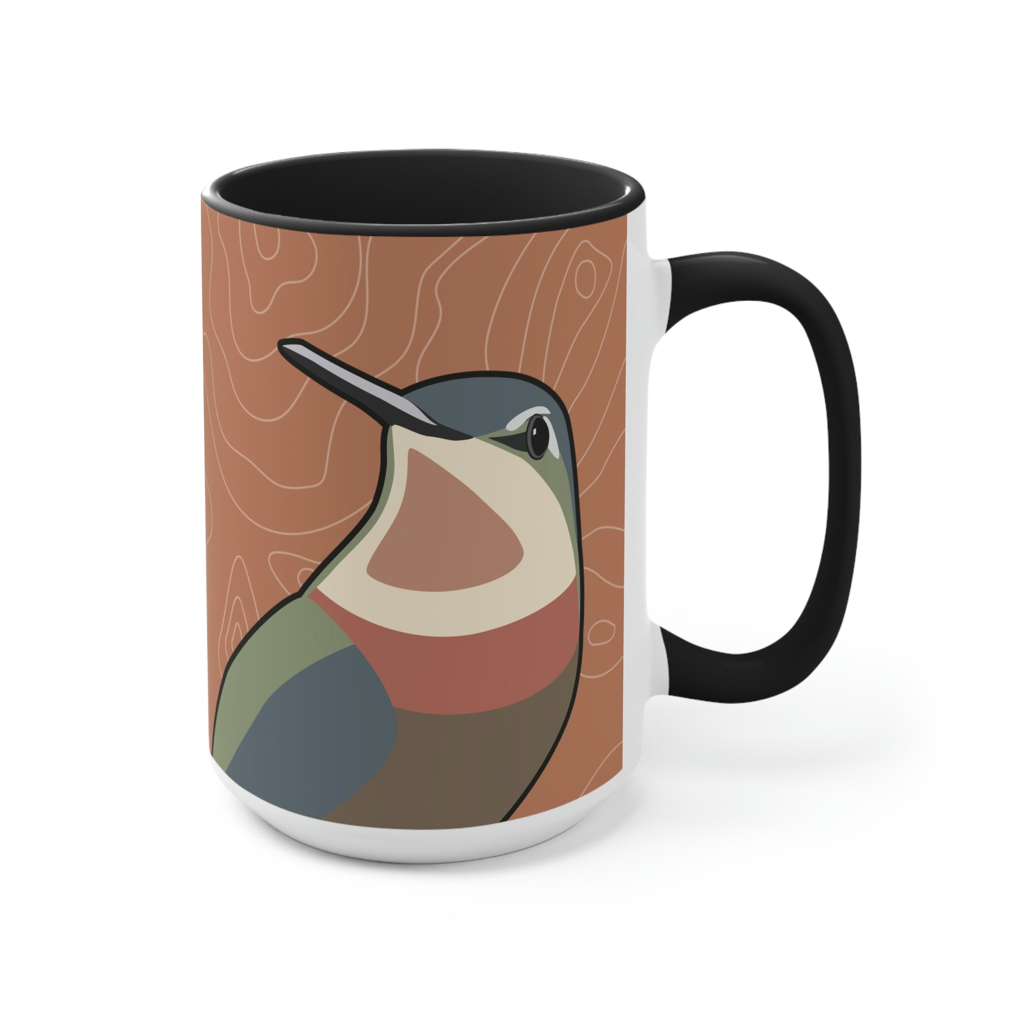 Hummingbirds on Terra Cotta, Ceramic Coffee Mug