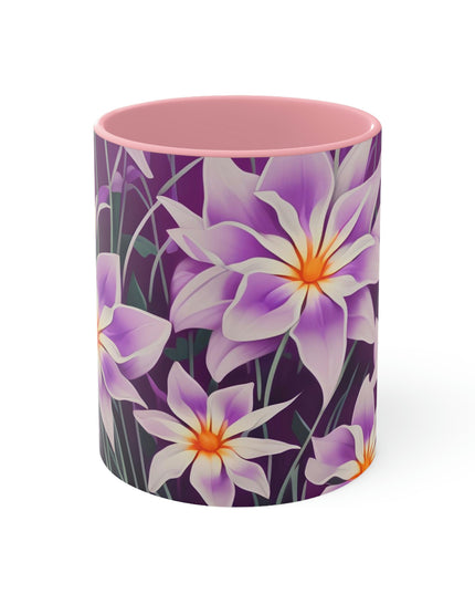 Purple Flowers, Ceramic Mug - Perfect for Coffee, Tea, and More!